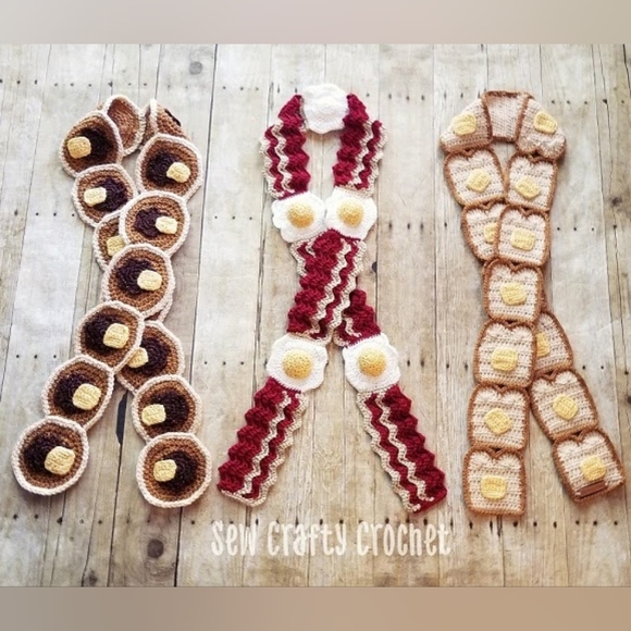 Bacon and Egg Crochet Scarf - Picture 3 of 7